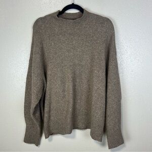 H&M Taupe Brown Mock Neck Sweater Wool Blend Oversized Large Fall Basic Warm
